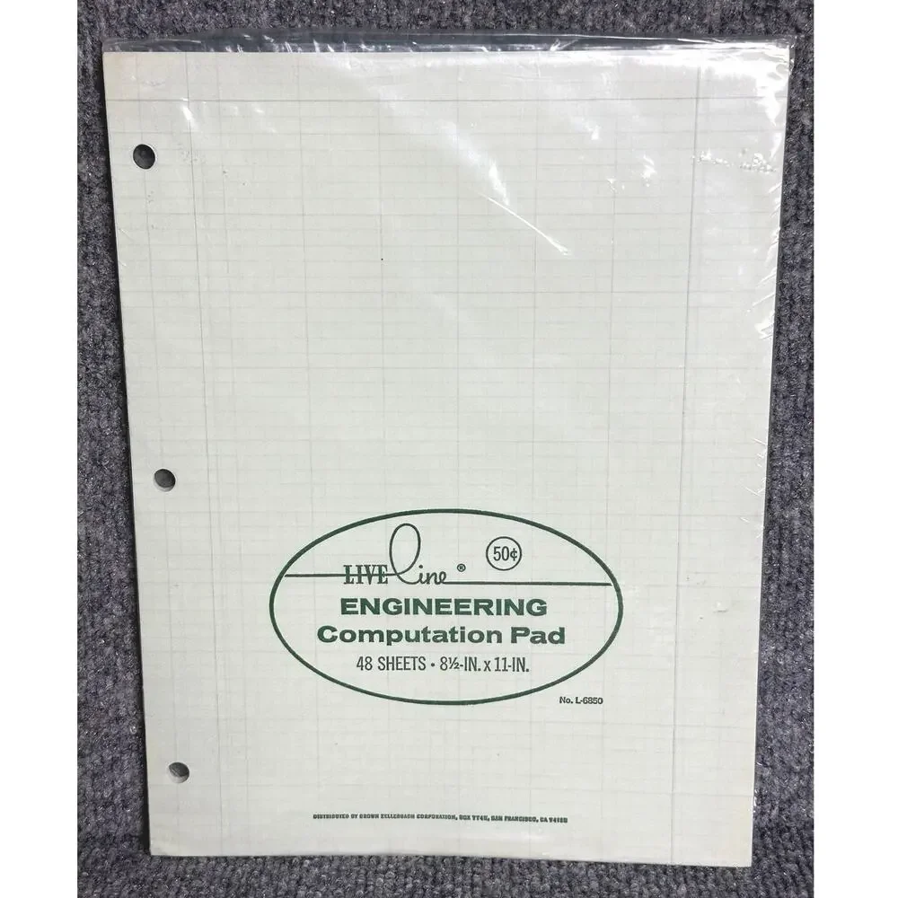 Vintage Engineering Computation paper 8.5x11 NOS sealed 48 sheets 3 hole punched